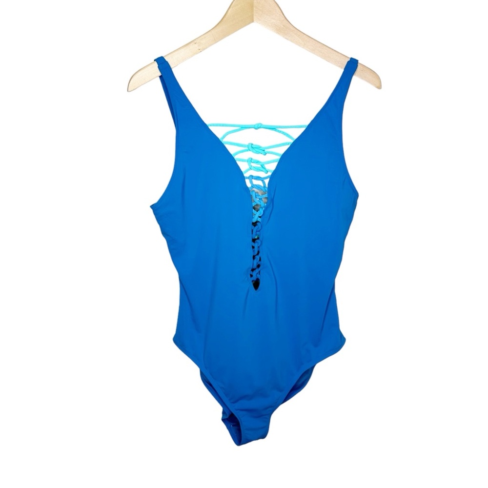 Bleu Rod Beattie Let's Get Knotty Ombre Blue One Piece Swimsuit Size 14 - Picture 2 of 8